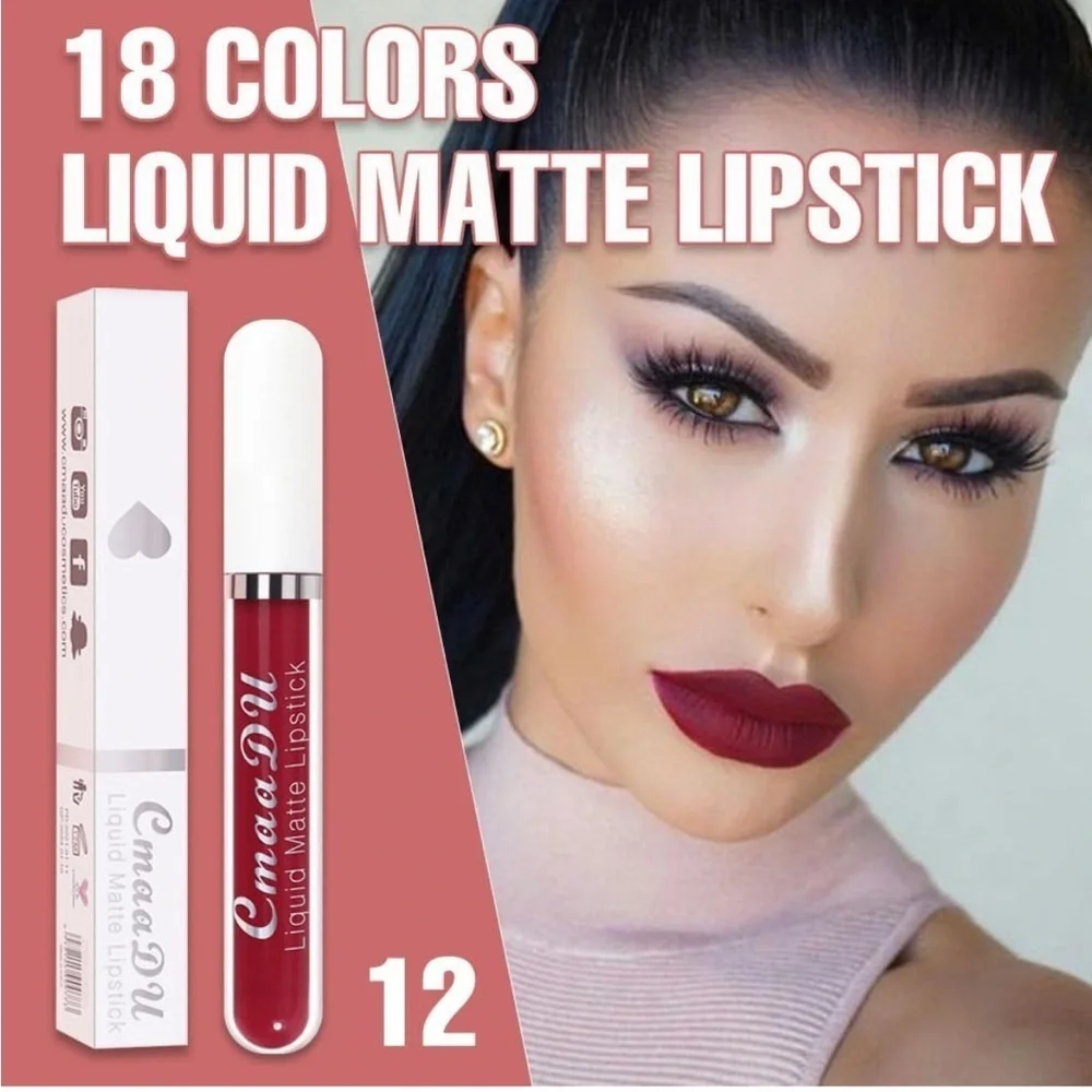 CmaaDu (12) Plum Purple Liquid Matte Lipstick. 24 Hour Lips.  #12
